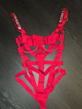 Victoria's Secret Red Strappy Cutout Sculpting Bodysuit